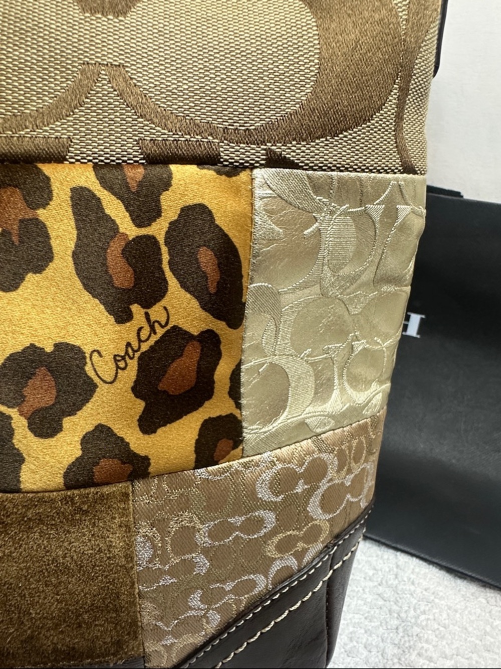 Coach 2008 Patchwork Leopard Accent Shoulder Bag in Brown, Tan, Gold - Picture 5 of 14